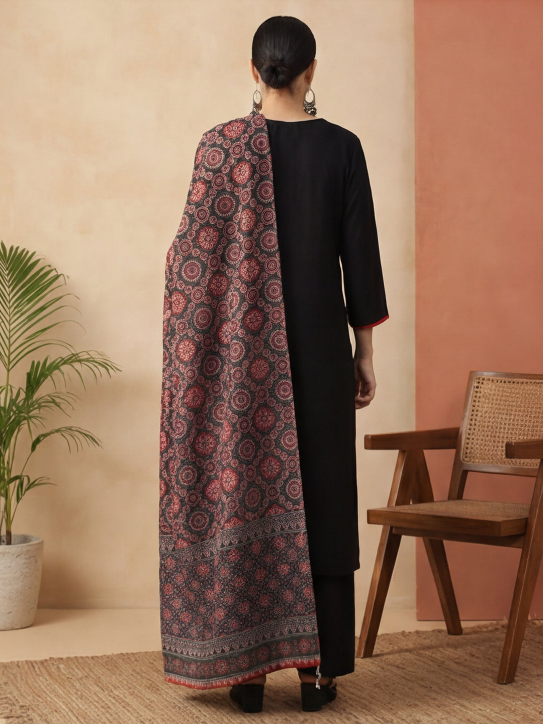 Solid Embroidered Straight Kurta & Trousers Sets