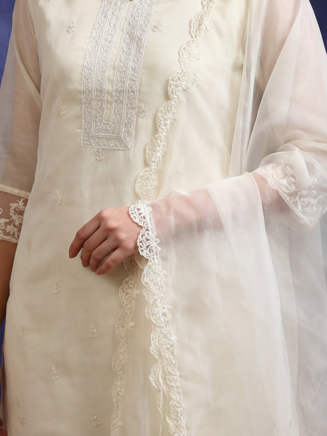 Floral Embroidered Straight Kurta & Trousers Sets