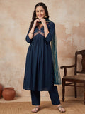 Ethnic Motifs Yoke Design Straight Kurta & Trousers Sets