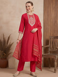 Ethnic Motifs Yoke Design Straight Kurta & Trousers Sets