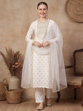 Ethnic Motifs Embroidered Straight Kurta & Trousers Sets