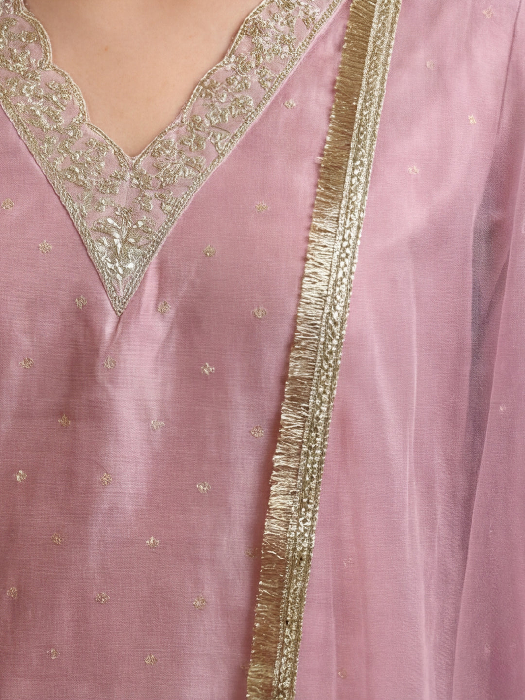Ethnic Motifs Yoke Design Straight Kurta & Trousers Sets