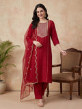 Ethnic Motifs Embroidered Straight Kurta & Trousers Sets