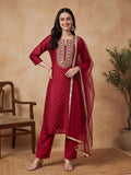 Ethnic Motifs Embroidered Straight Kurta & Trousers Sets