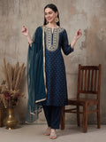 Ethnic Motifs Embroidered Straight Kurta & Trousers Sets