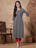 Floral Printed Straight Pure Cotton Kurta