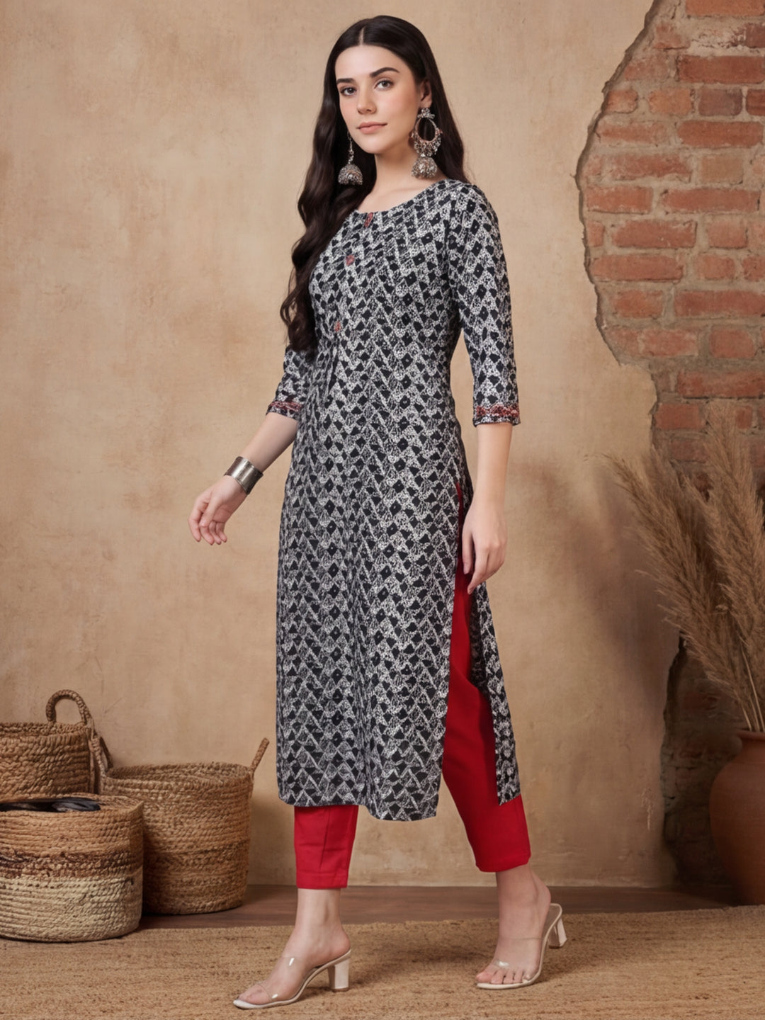 Floral Printed Straight Pure Cotton Kurta