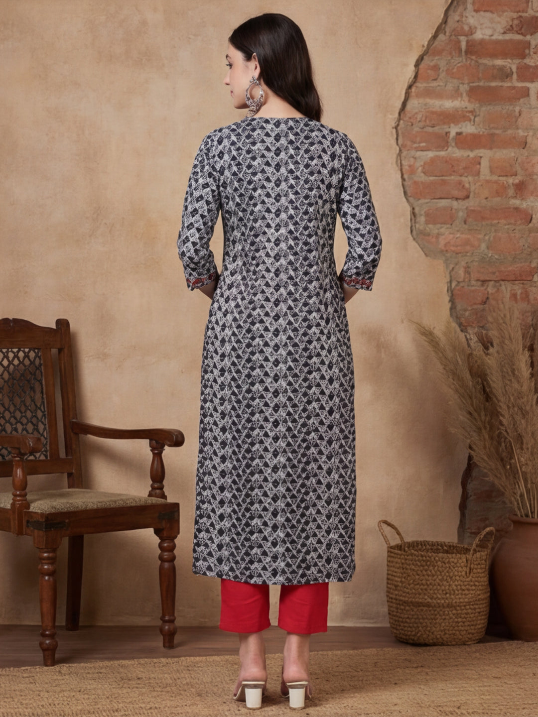Floral Printed Straight Pure Cotton Kurta