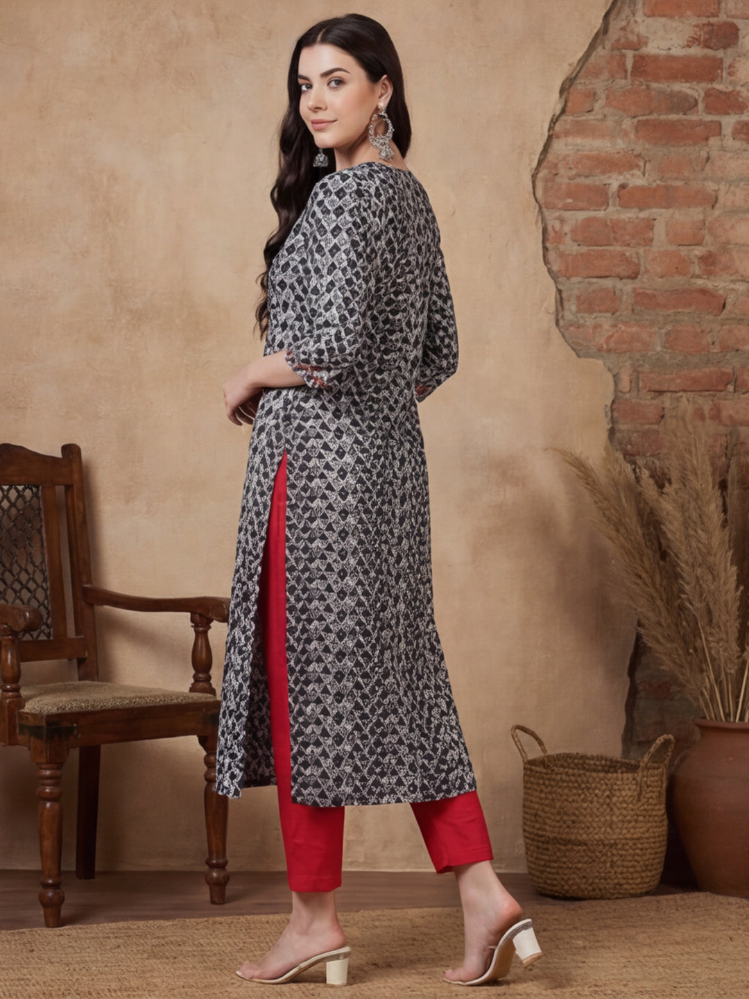 Floral Printed Straight Pure Cotton Kurta