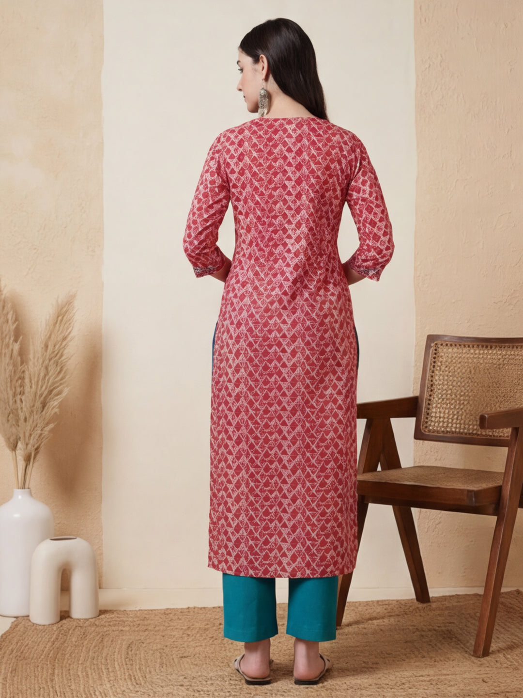 Floral Printed Straight Pure Cotton Kurta