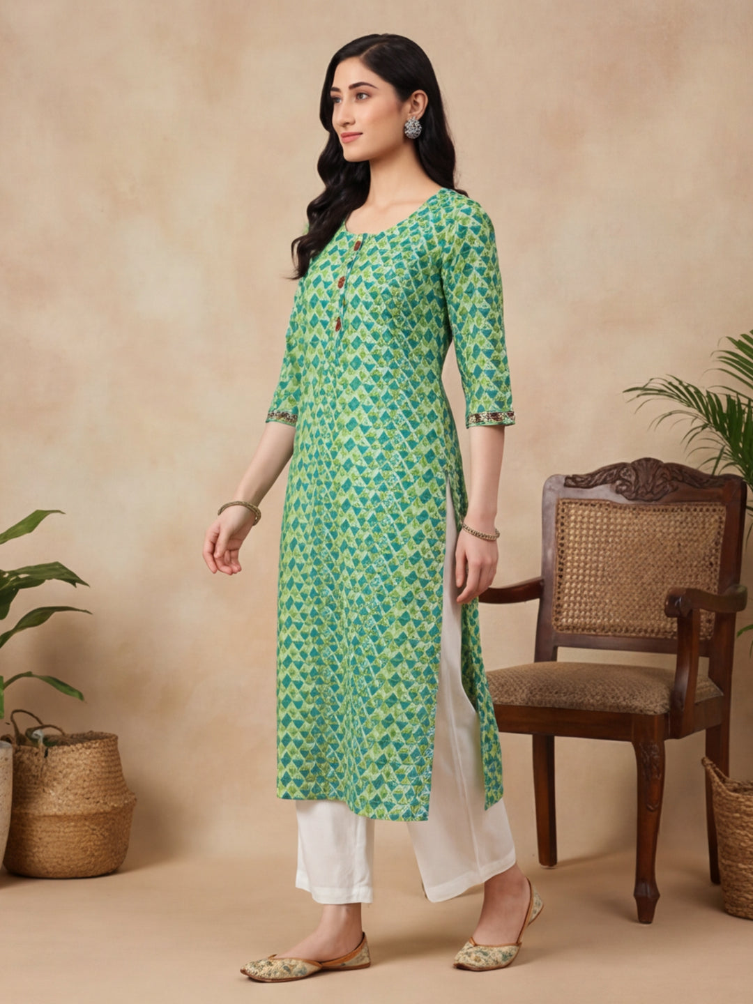 Women Floral Print Pure Cotton Straight Kurta