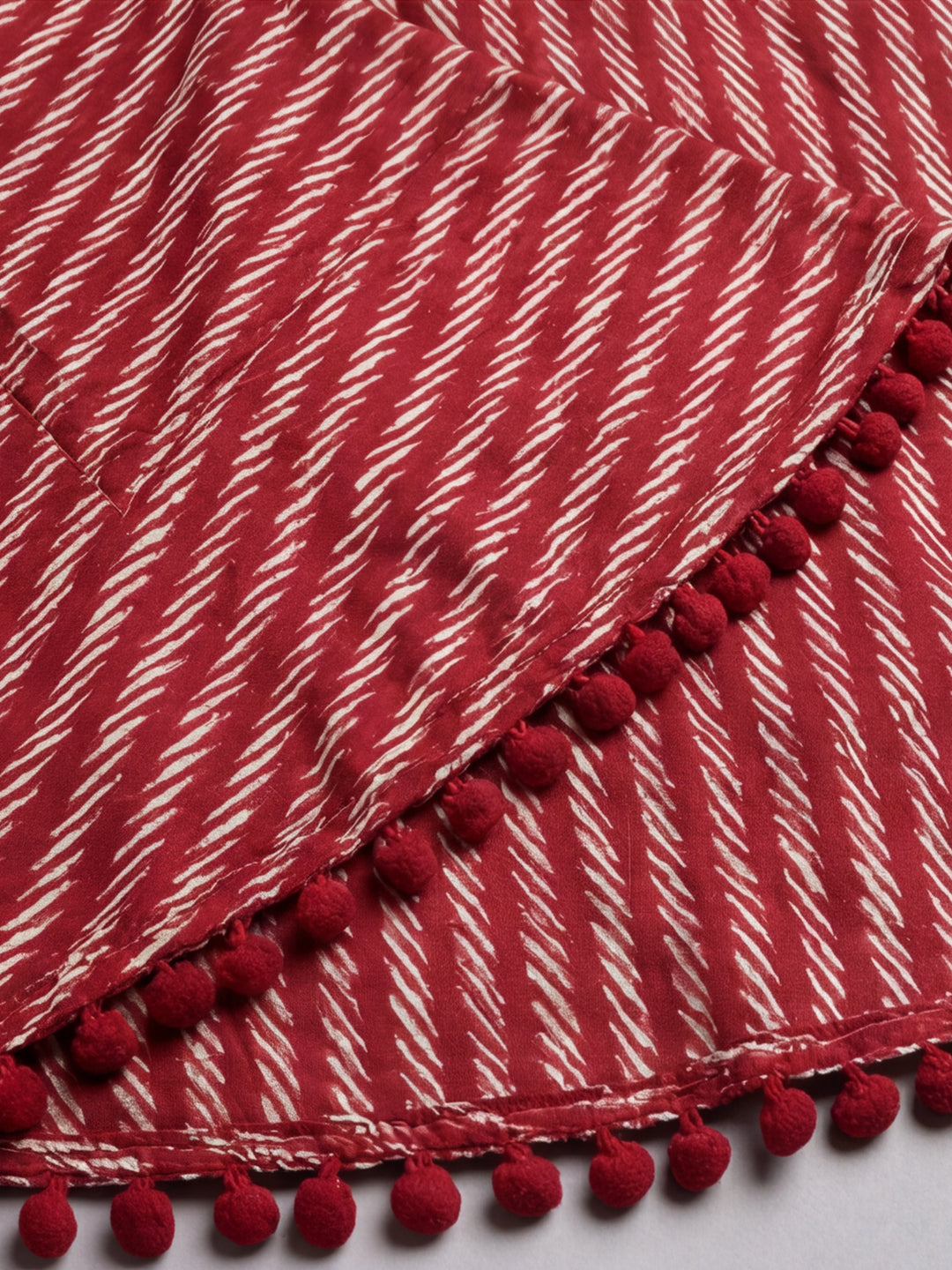 Maroon Geometric A-Line Cotton Kurta