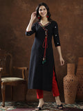 Floral Embroidered Straight Kurta