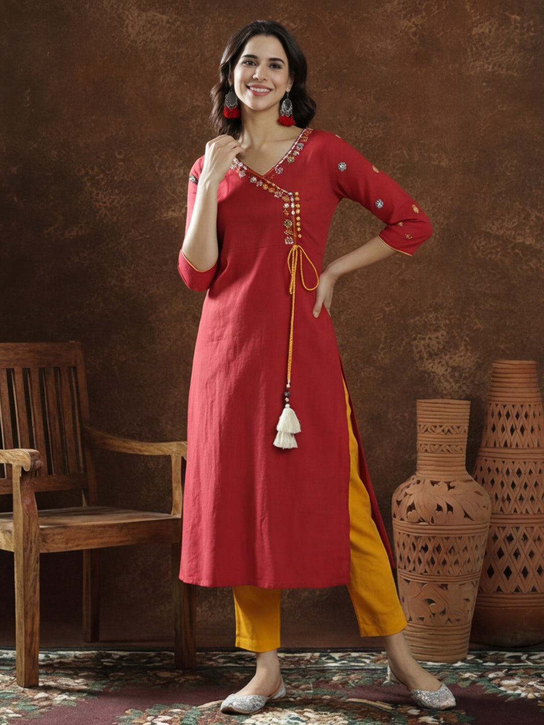Floral Embroidered Straight Kurta