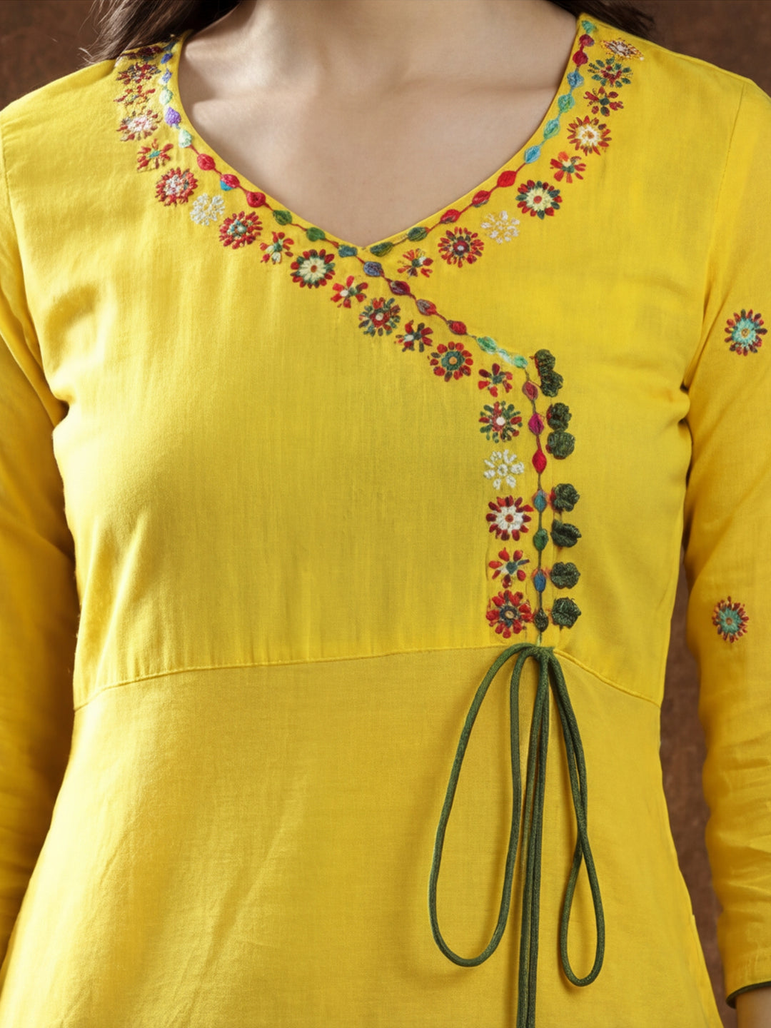 Floral Embroidered A-Line Pure Cotton Kurta