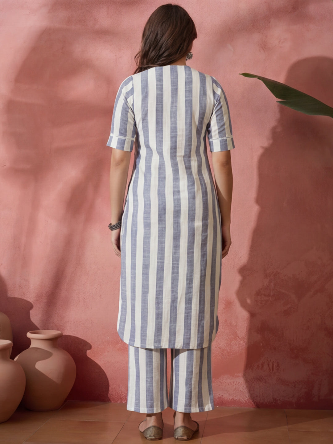 Striped Printed Straight Kurta & Palazzos Sets