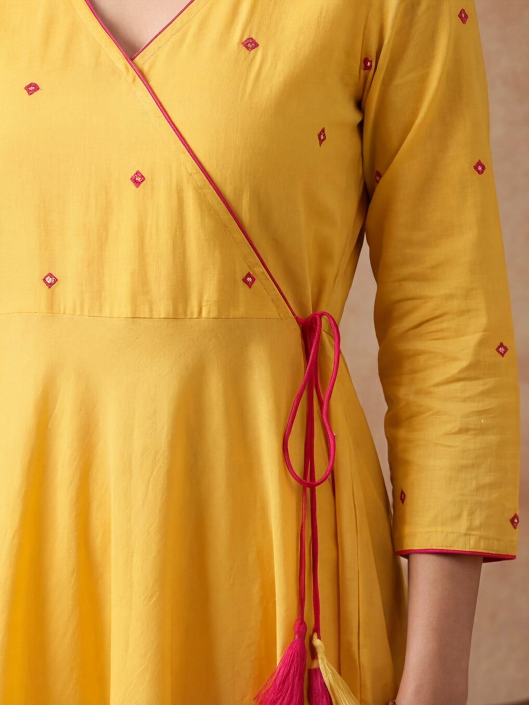 Solid Embroidered Flared Kurta & Trousers Sets