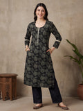 Floral Embroidered Straight Pure Cotton Kurta