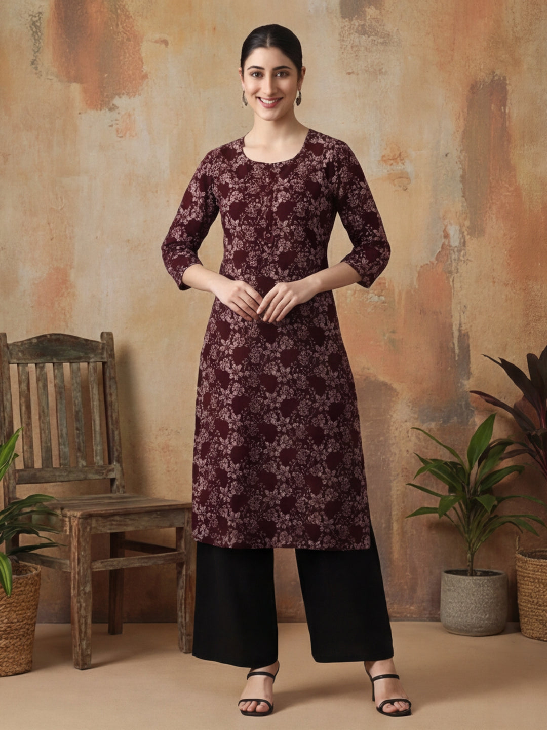 Floral Printed Straight Pure Cotton Kurta