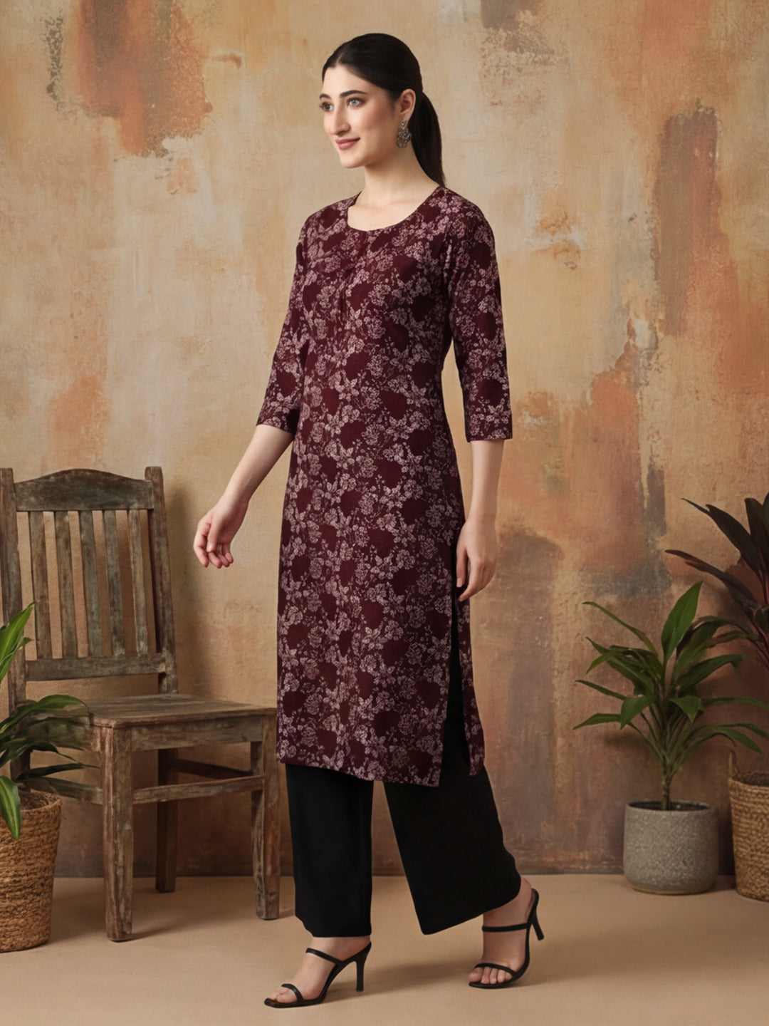 Floral Printed Straight Pure Cotton Kurta