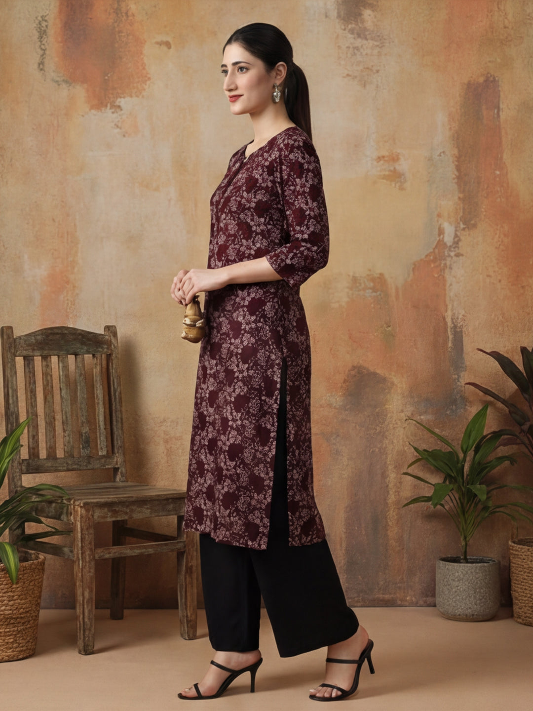 Floral Printed Straight Pure Cotton Kurta