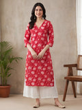 Floral Printed Straight Pure Cotton Kurta