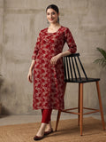 Floral Printed Straight Pure Cotton Kurta