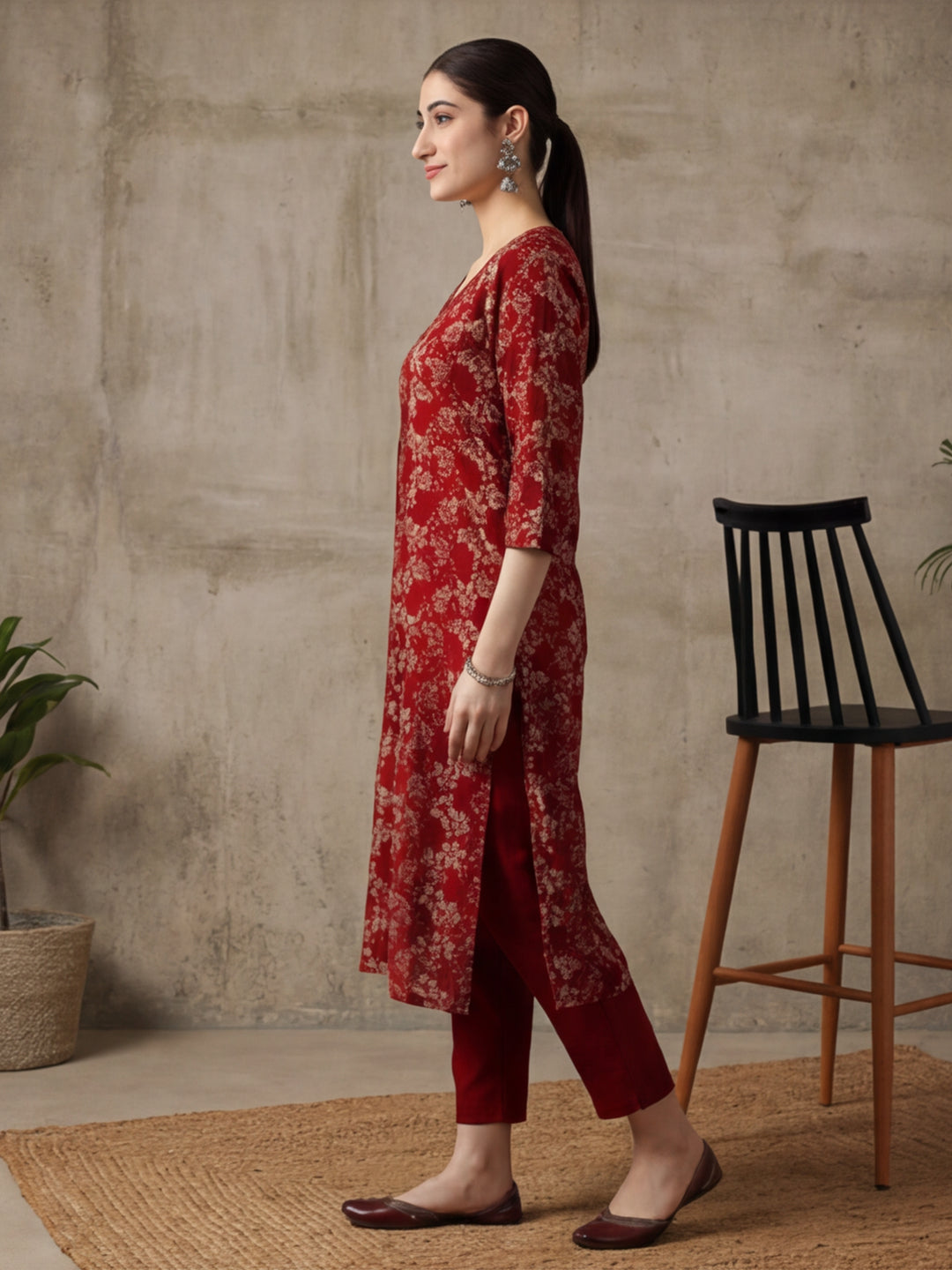 Floral Printed Straight Pure Cotton Kurta