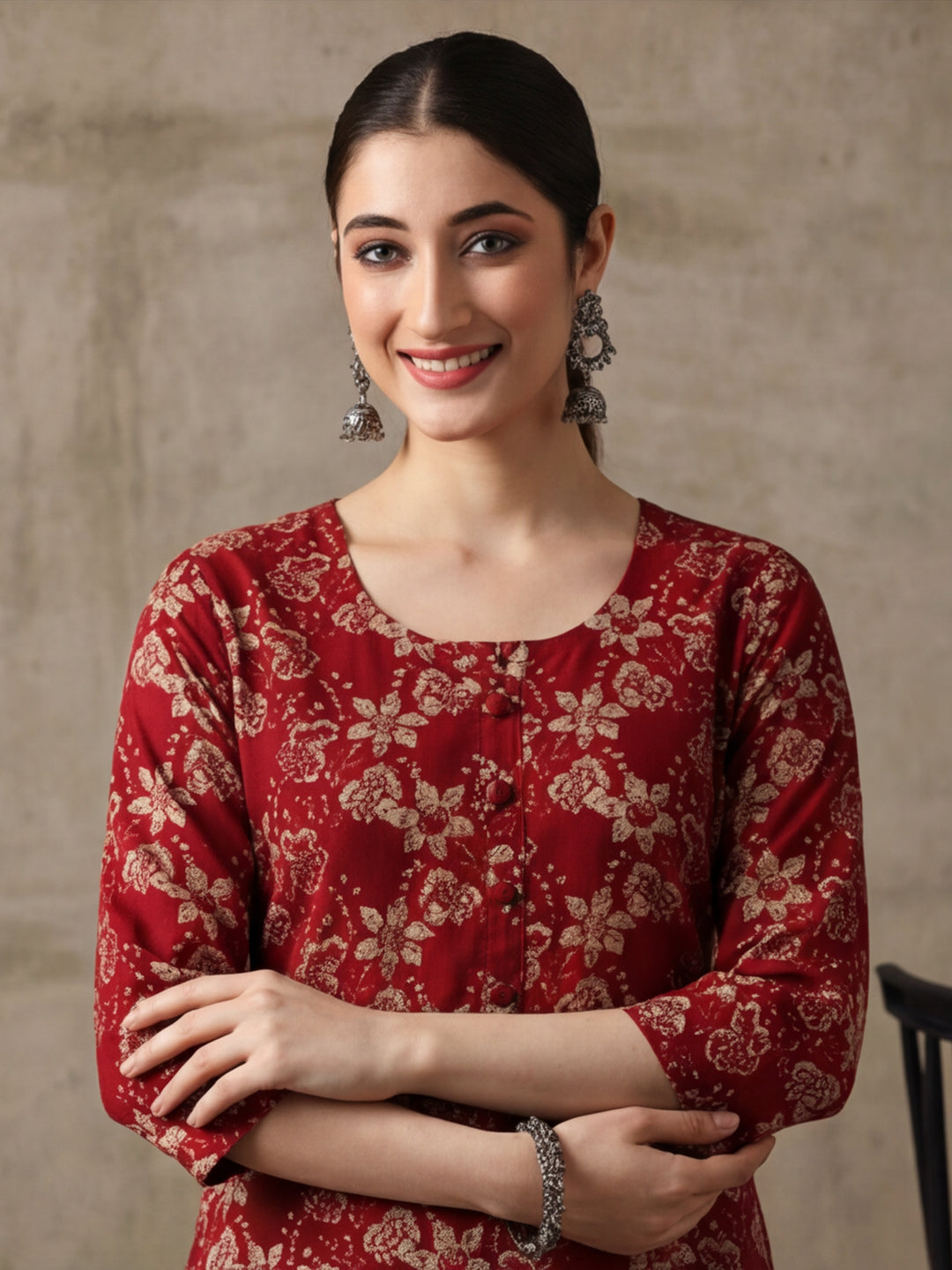 Floral Printed Straight Pure Cotton Kurta