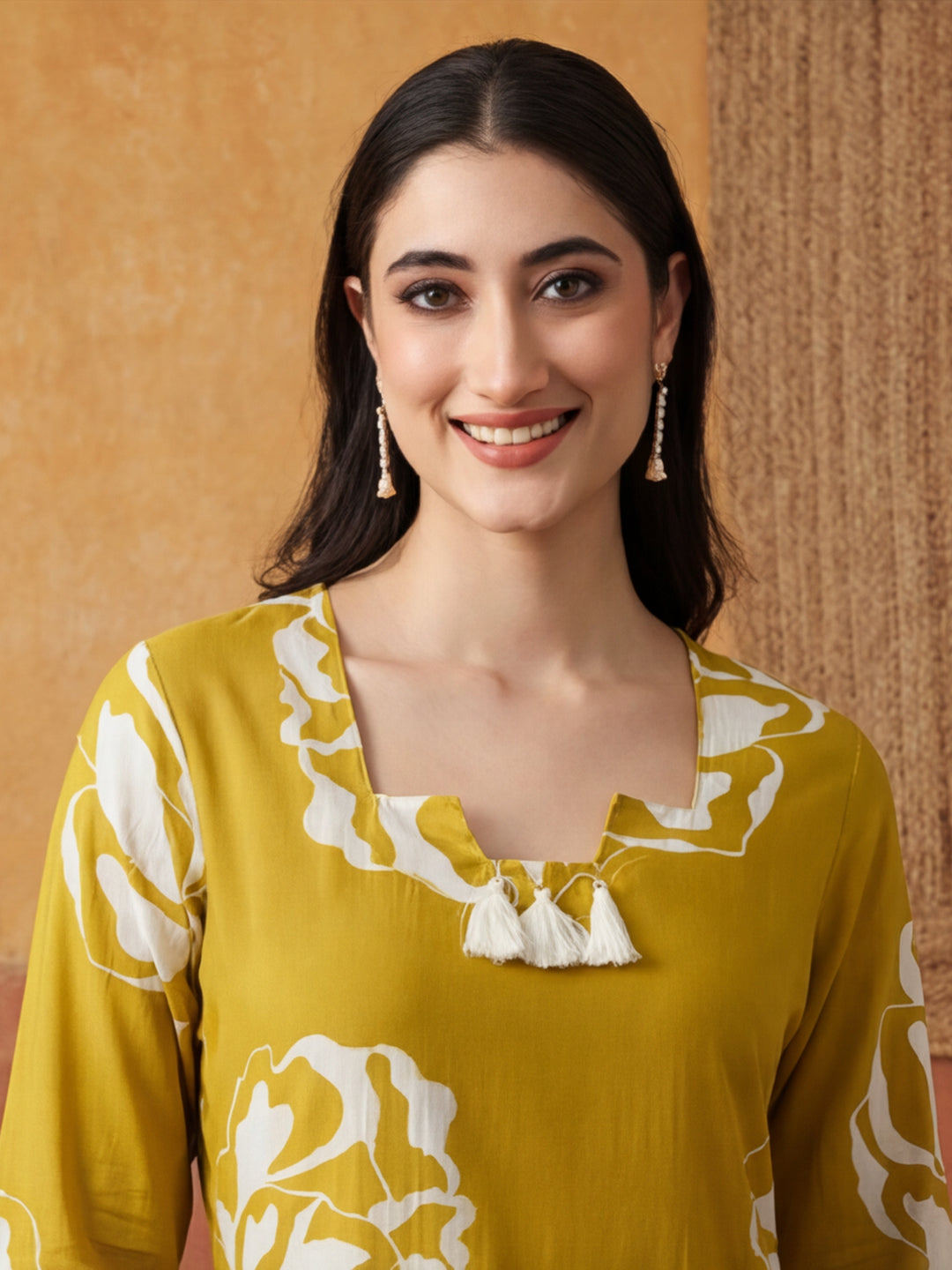 Floral Embroidered Straight Pure Cotton Kurta