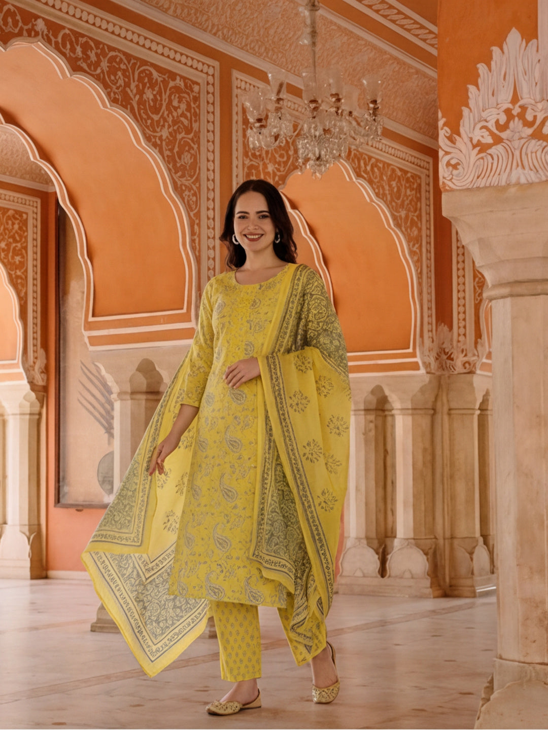 Ethnic Printed Pure Cotton Suit Set
