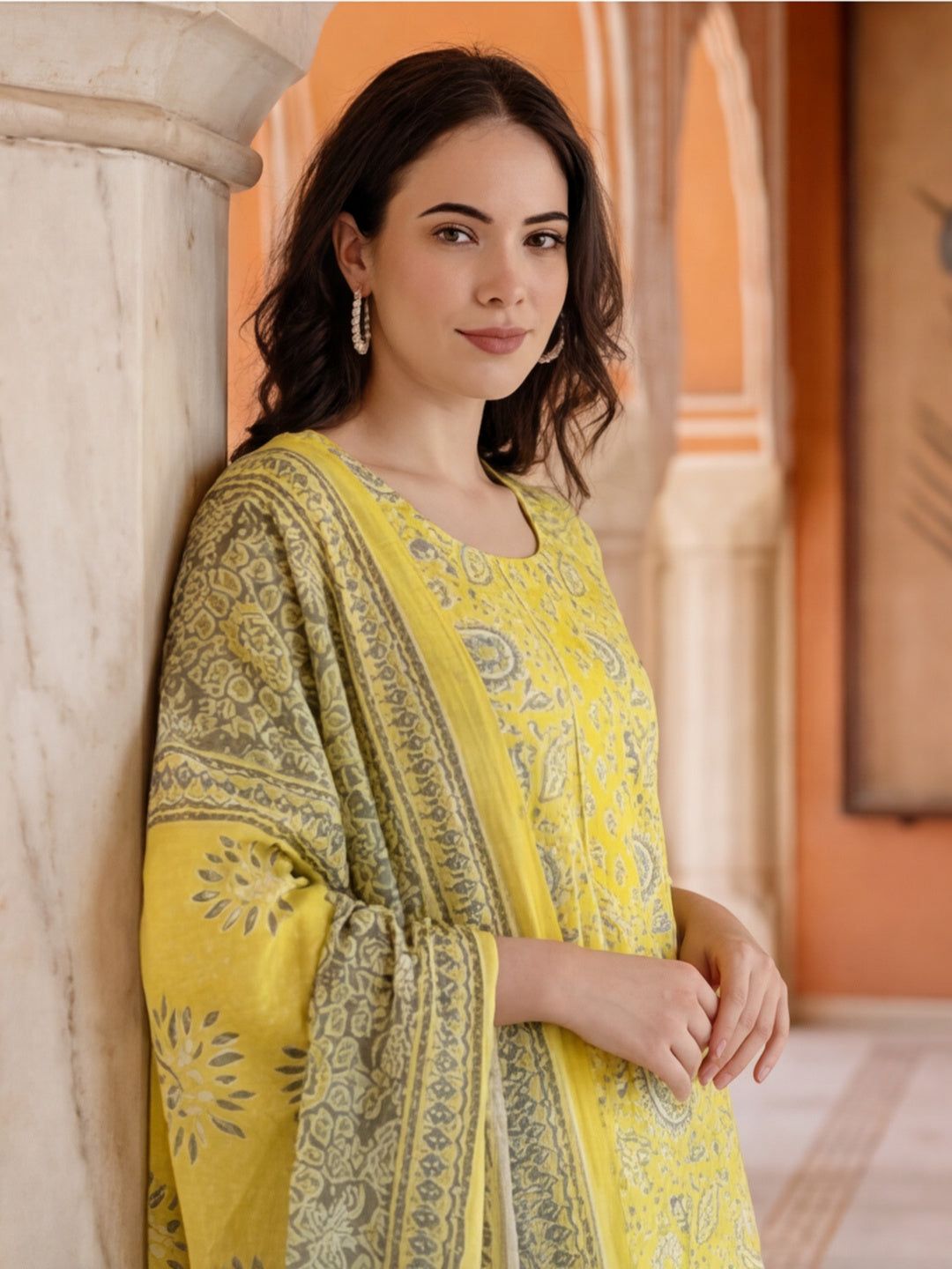 Ethnic Printed Pure Cotton Suit Set