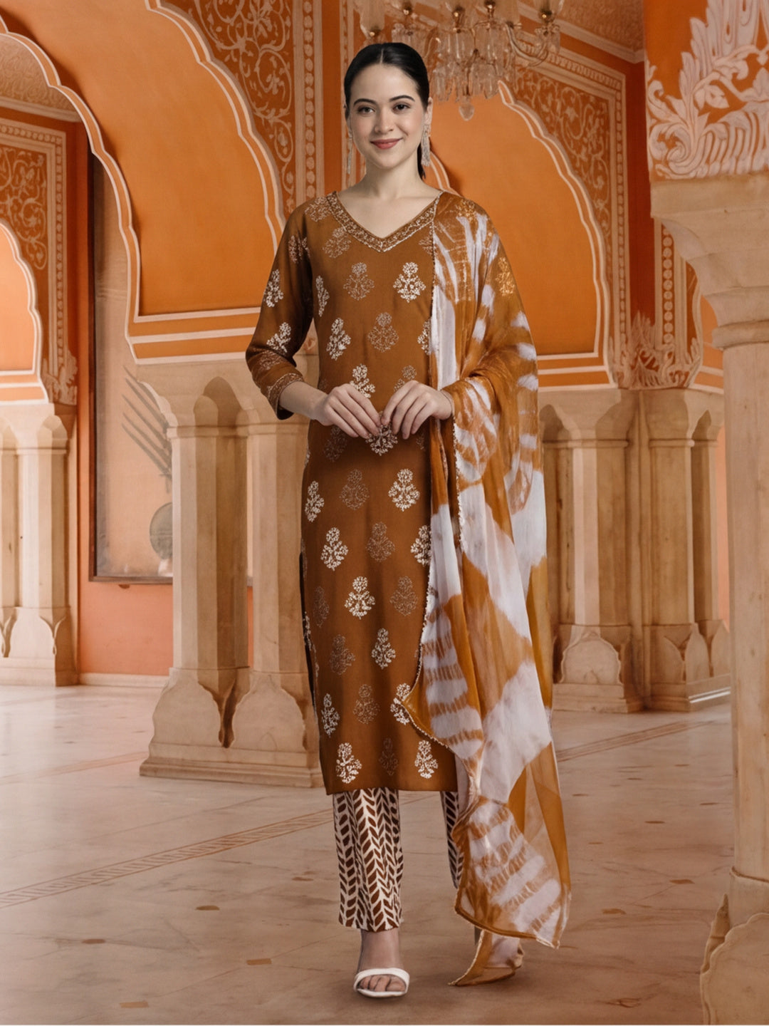 Ethnic Motif Printed Pure Cotton Suit Set