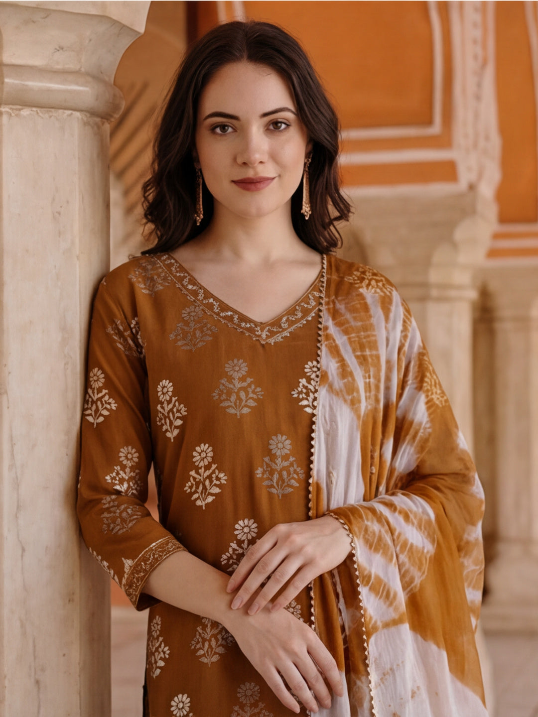Ethnic Motif Printed Pure Cotton Suit Set