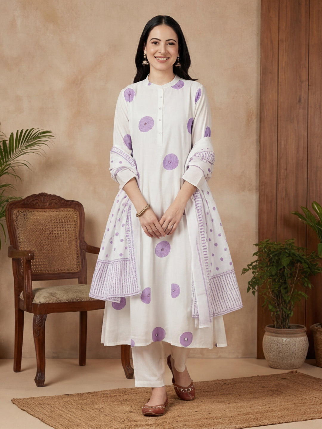 Floral Printed Flared Kurta & Palazzos Sets