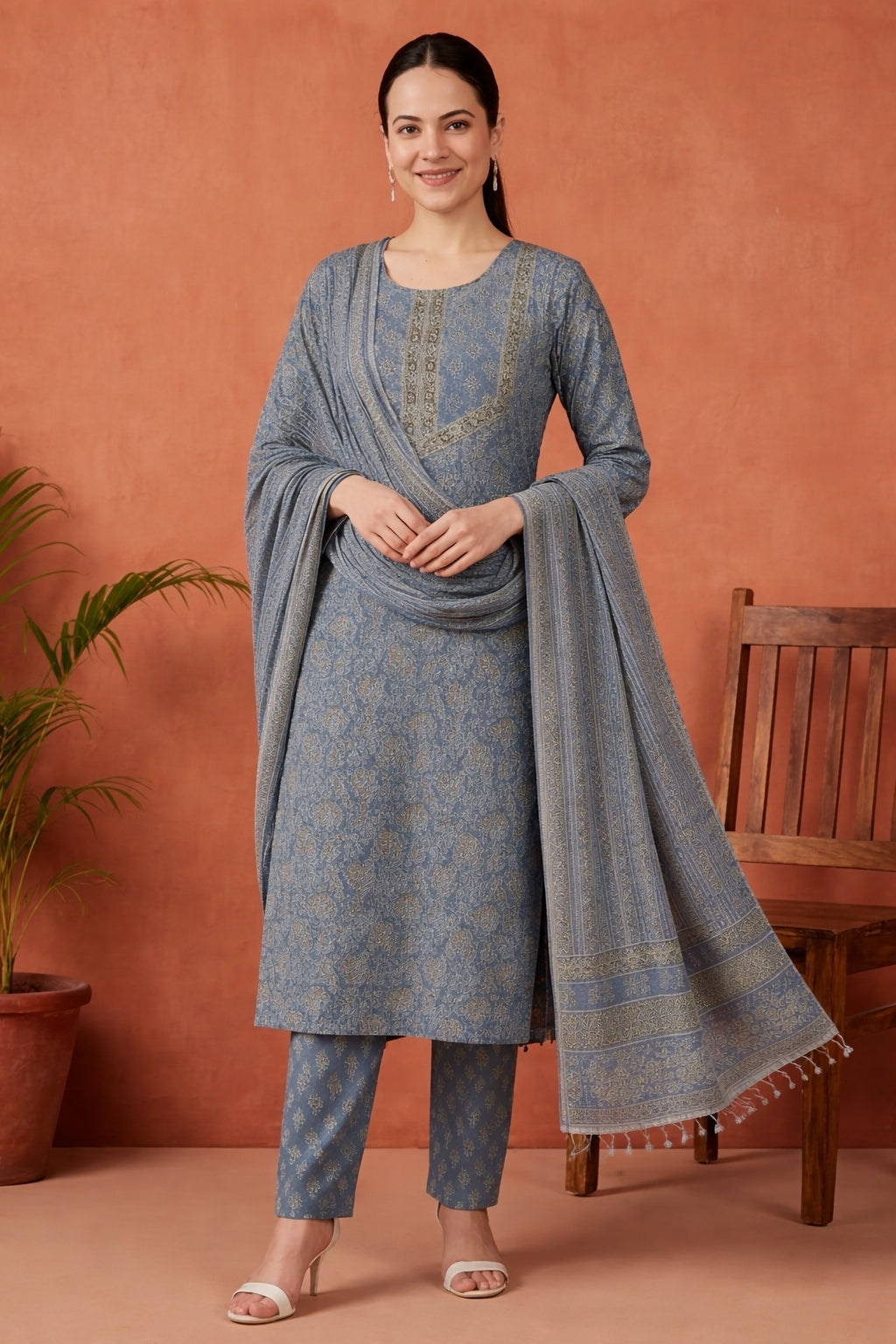 Floral Printed Straight Kurta & Palazzos Sets