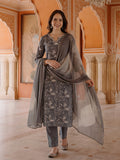 Ethnic Printed Kurta Set With Tie-Dye Dupatta