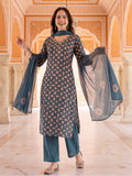 Floral Printed Kurta Set With Tie-Dye Dupatta