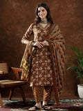 Floral Embroidered Straight Kurta & Trousers Sets