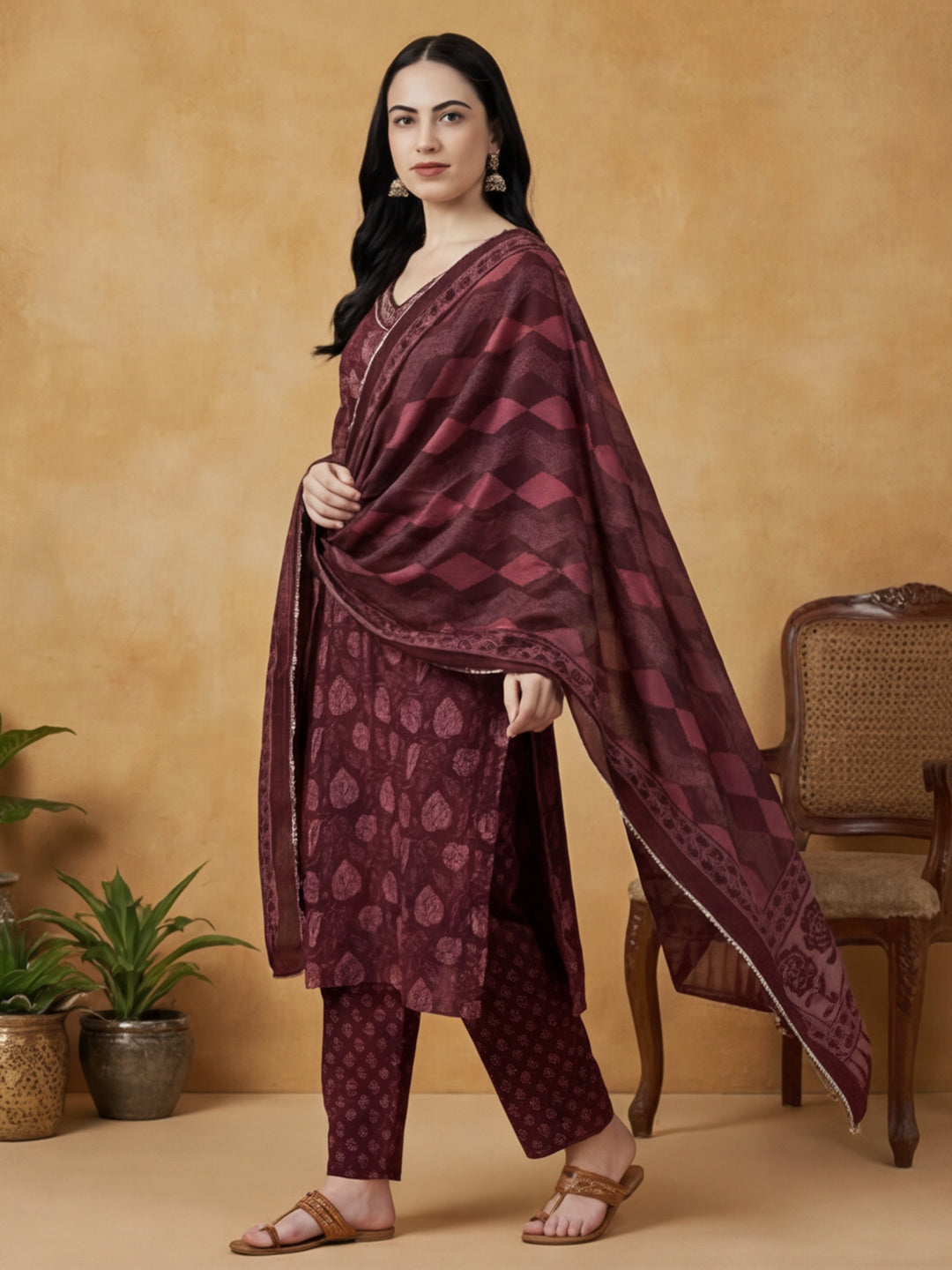 Floral Printed Straight Kurta & Palazzos Sets