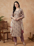 Floral Printed Straight Kurta & Palazzos Sets
