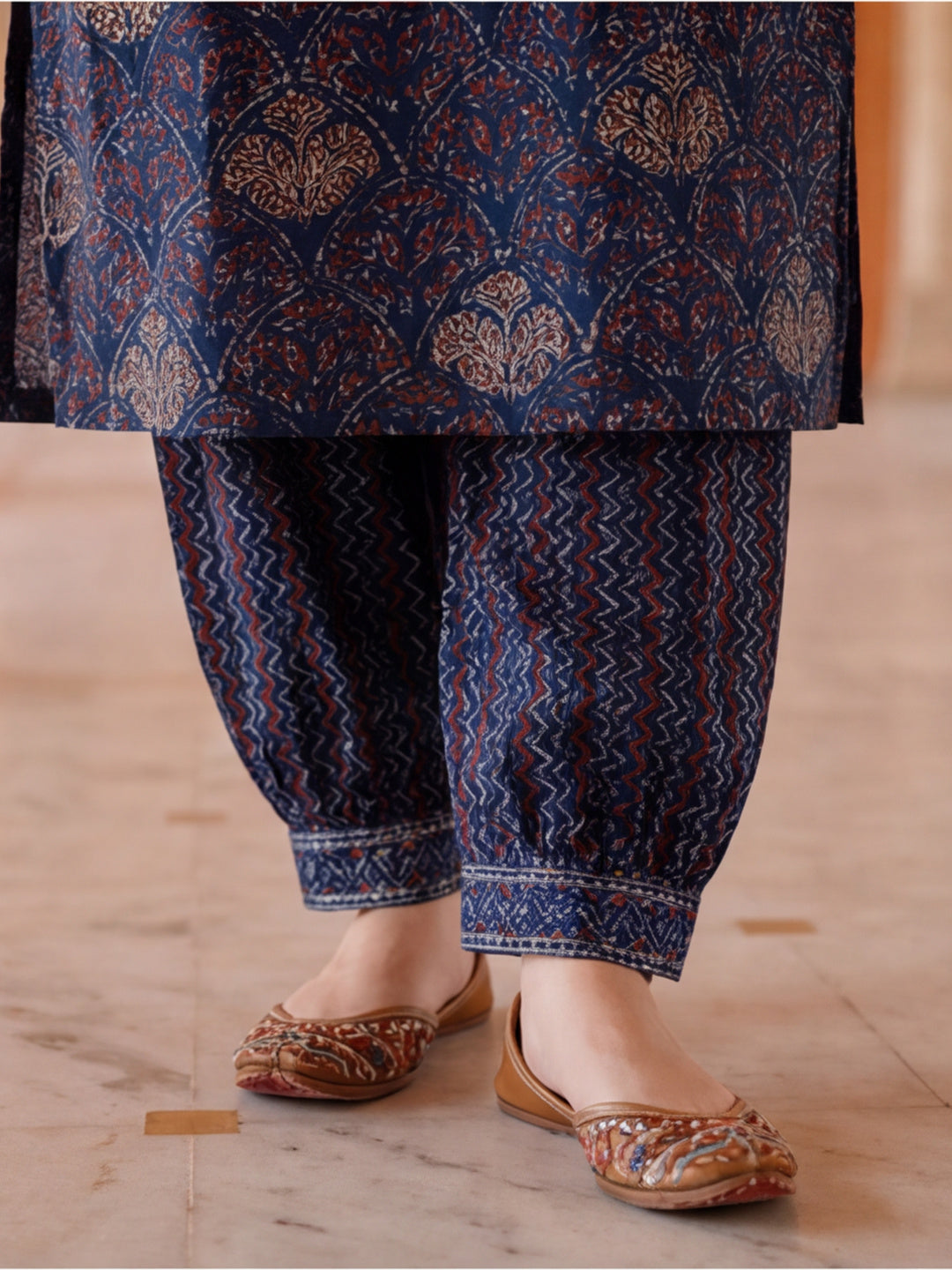 Floral Embroidered Straight Pure Cotton Kurta & Salwar Sets