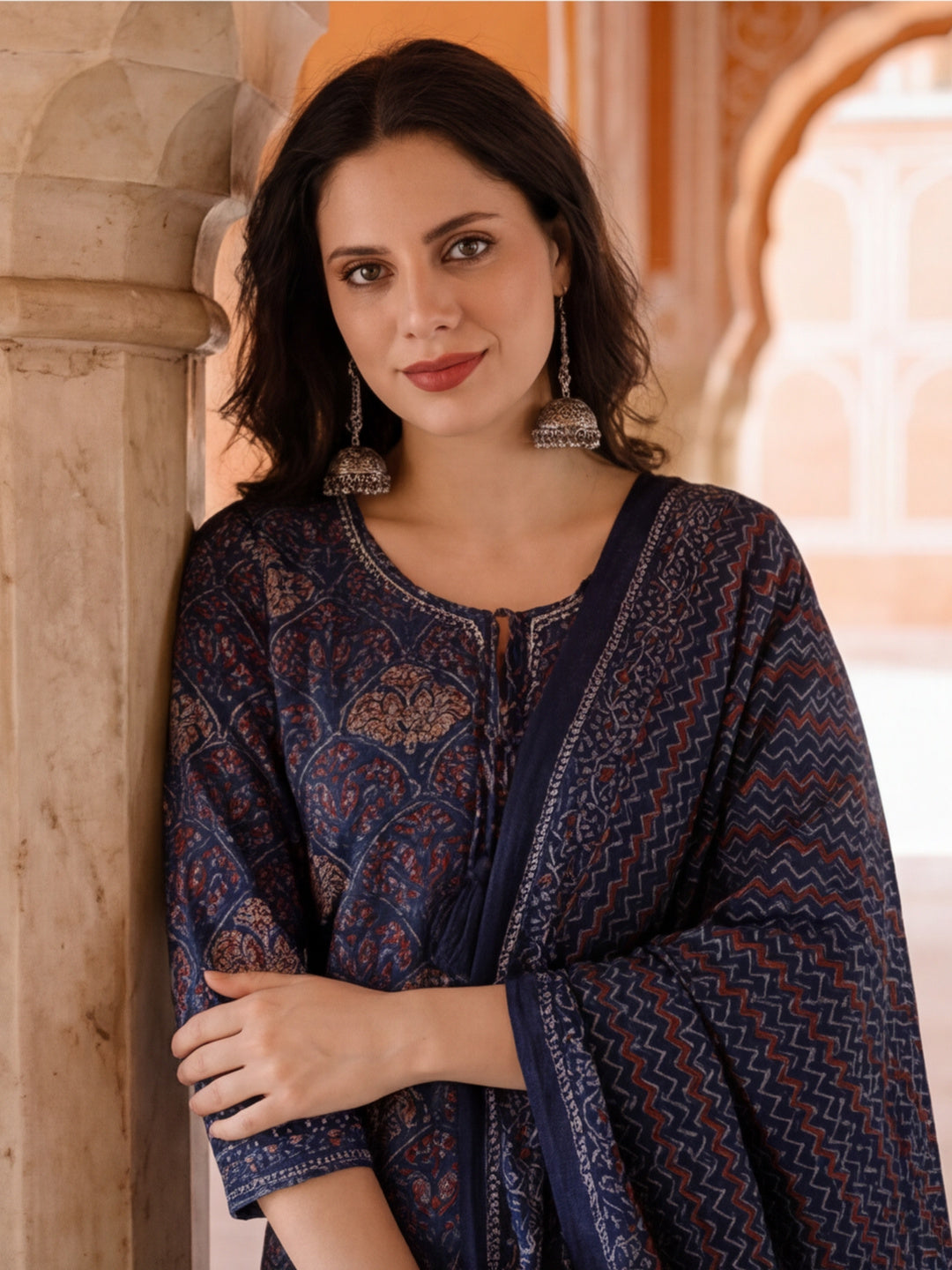Floral Embroidered Straight Pure Cotton Kurta & Salwar Sets