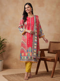 Floral Embroidered Straight Kurta & Trousers Sets