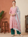 Ethnic Motifs Printed Straight Kurta & Trousers Sets