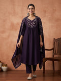 Floral Embroidered Flared Kurta & Trousers Sets