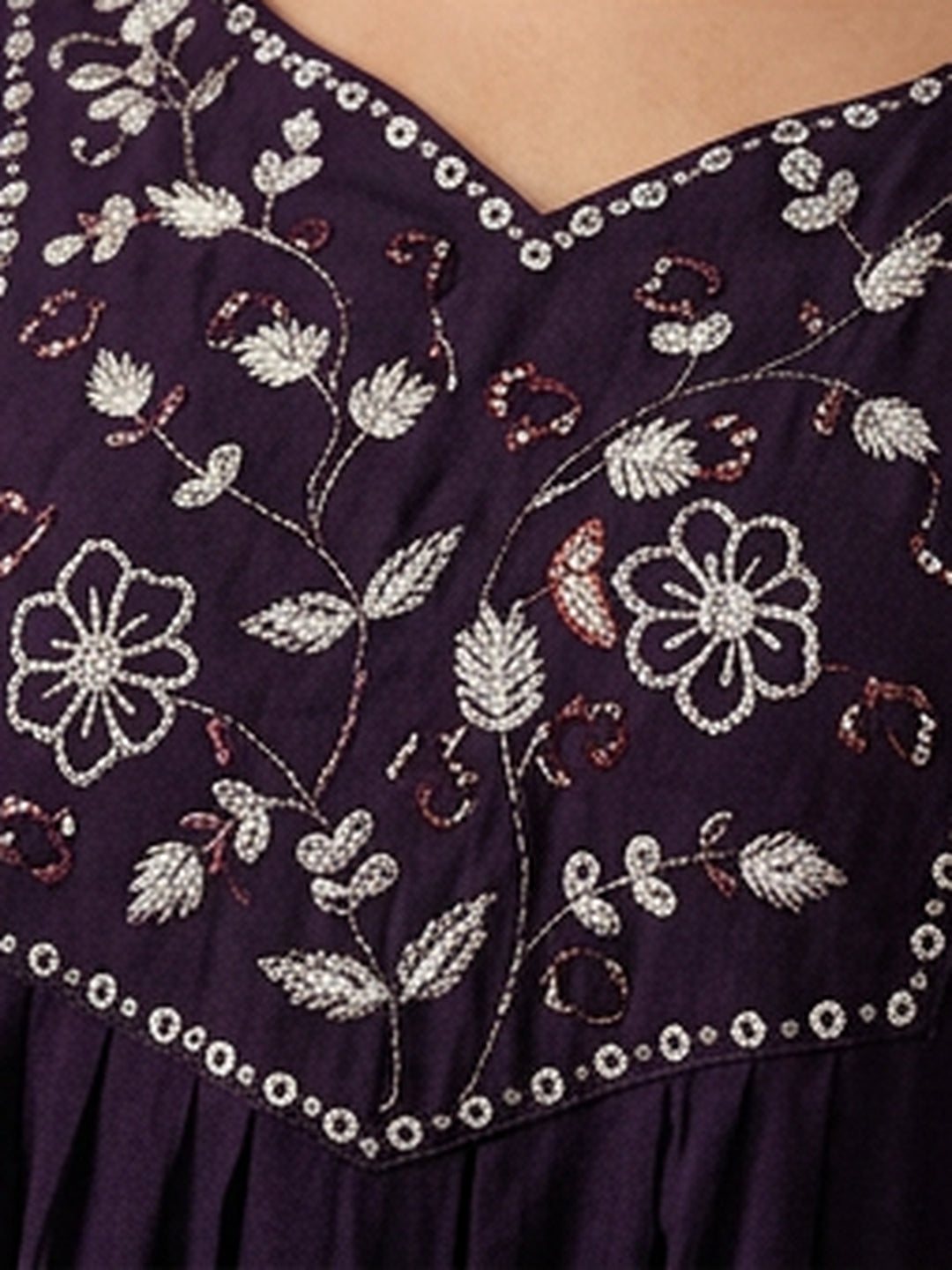 Floral Embroidered Flared Kurta & Trousers Sets