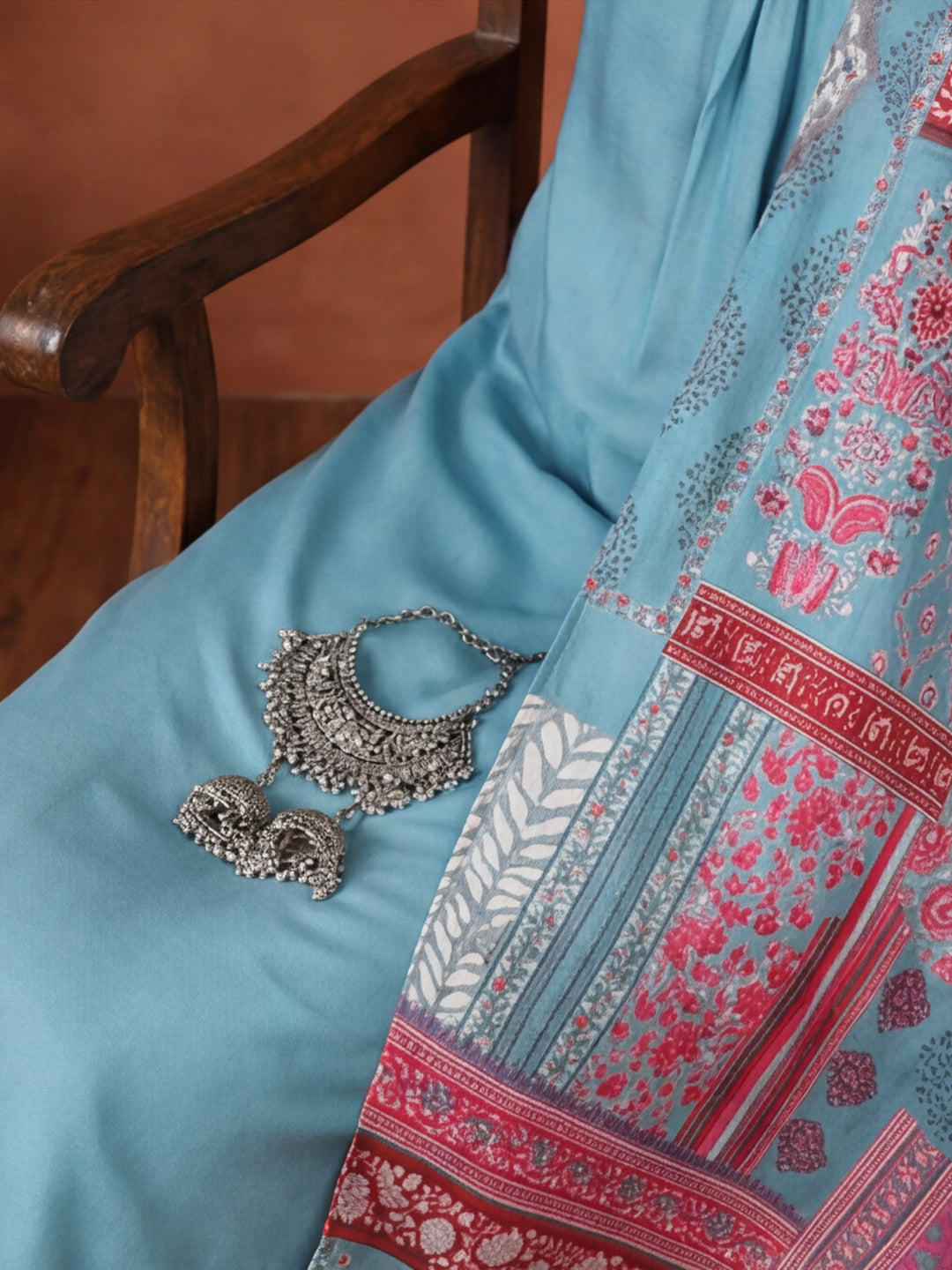 Solid Embroidered Straight Kurta & Trousers Sets