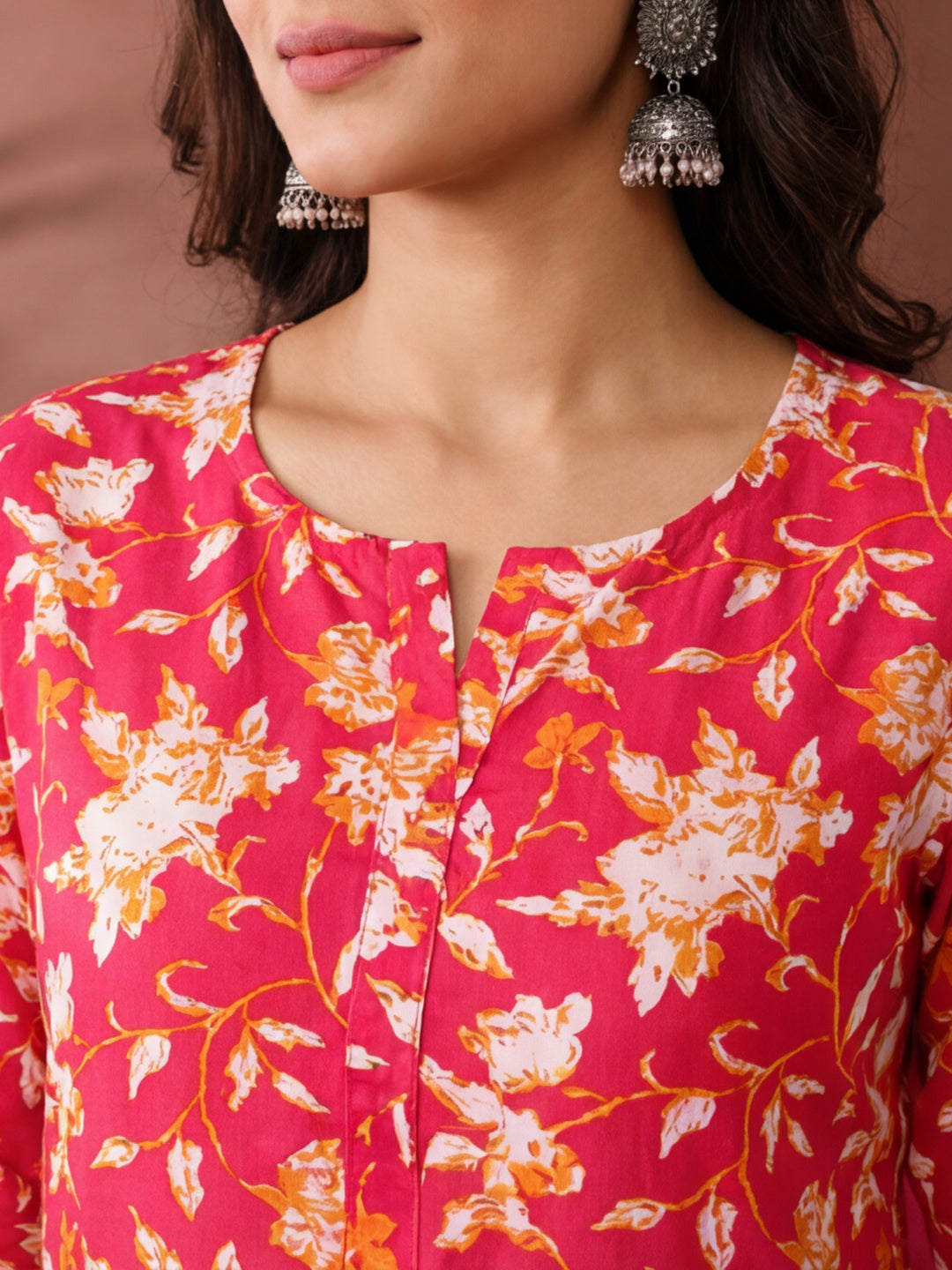 Floral Printed Straight Kurta & Trousers Sets
