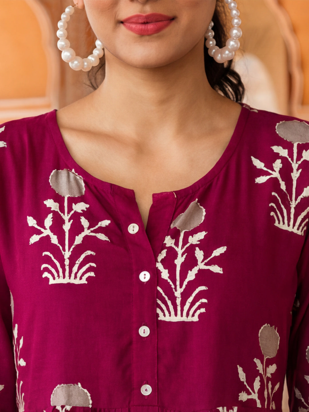 Floral Printed A-Line Tiered Ethnic Dress